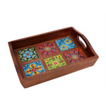 Wooden Tray with Ceramic Tiles
